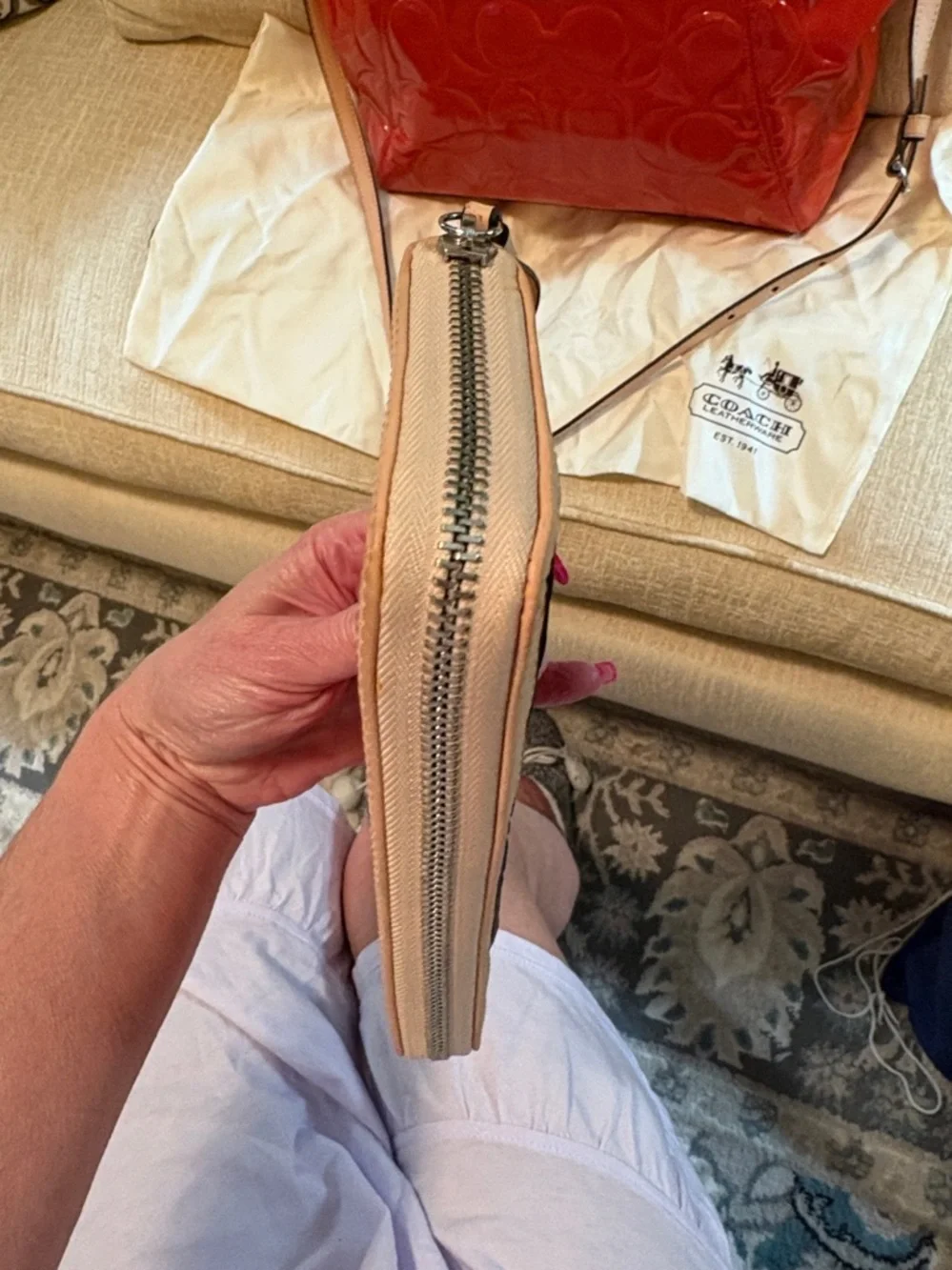 Coach Patent Leather Tote and Wallet Set in Orange - Picture 6 of 16